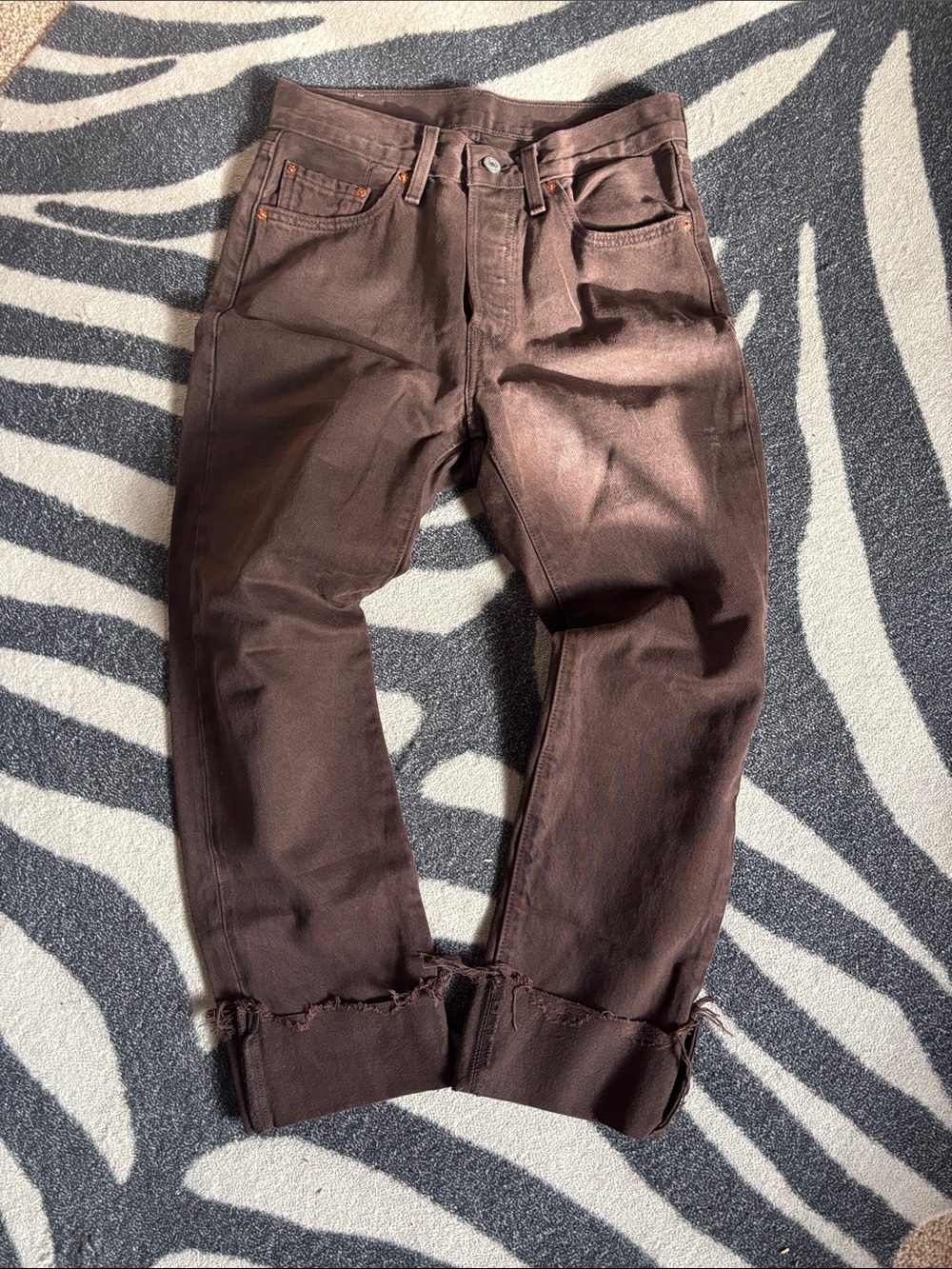 WOMENS LEVIS 501 BROWN Size Tag W27 L30
